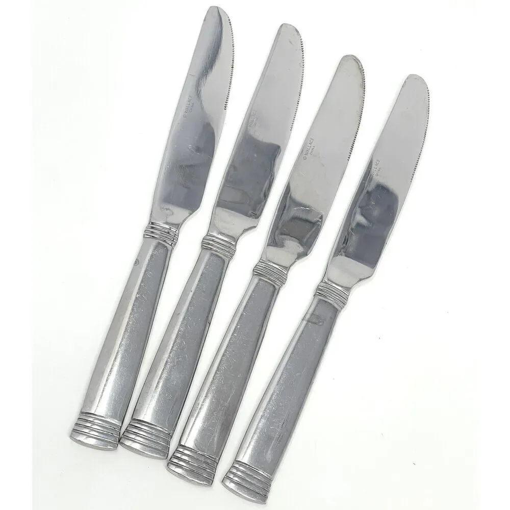 Wallace NAPOLI Glossy Dinner Knives 8 7/8” Stainless Flatware Set Of 4